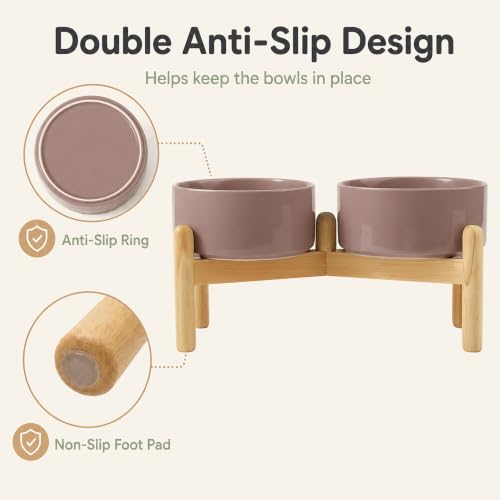 Ceramic Dog Bowls Elevated (Brown Coffee)