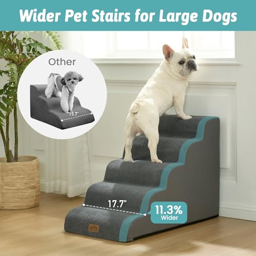 Wide Dog Stair for Small Dog 22.6" H (Dark Grey / Wide:17.7"x33"x22.6")