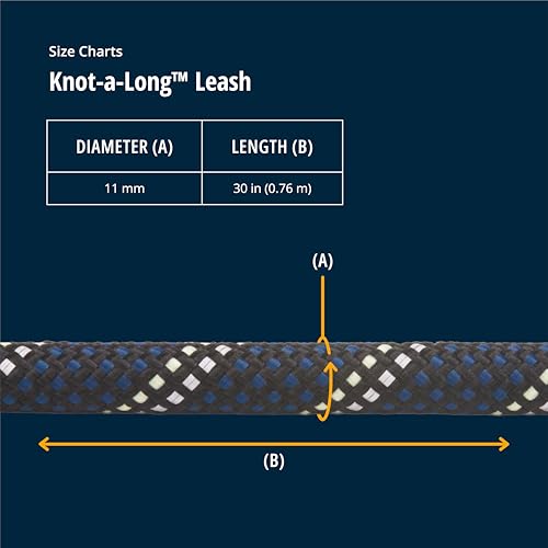Knot-a-Long Dog Leash, 30-inch Short Rope Lead, Obsidian Black (Obsidian Black / One Size)
