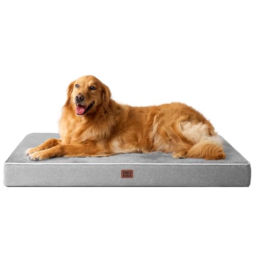 XL Memory Foam Dog Crate Bed with Washable Cover (Grey / 41*27*3.5 Inches)