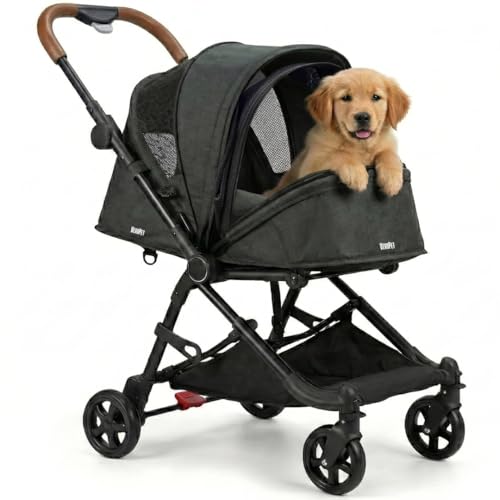 Pet Stroller for Small & Medium Dogs & Cats Lightweight Foldable Travel Stroller with Smooth 4