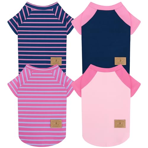 4 Pack Dog Sweaters Comfy Dog Clothes with Sleeves Puppy Shirts Pullover Pet Sweatshirt for Small Medium Large Dogs Boy Girl Doggy Outfits Cat Apparel (X-Small / Pink, Purple)
