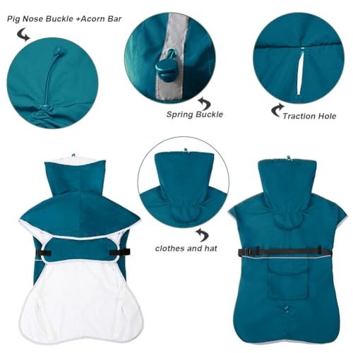 Dog Raincoat Waterproof Rain Jacket for Medium Dogs Blue (Blue / 3XL-Fit for 25-33 pounds)