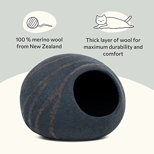 Cat Cave Merino Wool Bed for Indoor Cats (Slate Gray / Medium)
