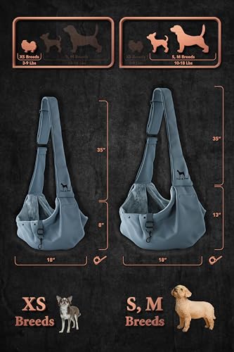 Dog Sling Carrier for Small Dogs 3 (Grey / 15.0"L x 6.0"W x 5.5"H)