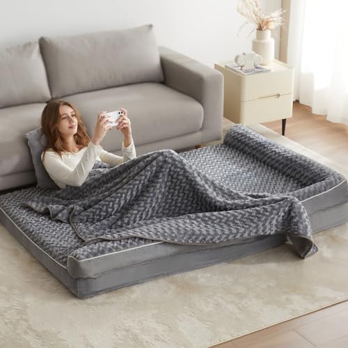 Orthopedic Washable Dog Bed (Gray / 71.0"l x 46.0"w x 7.5"th)