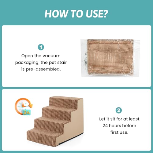 Dog Stairs for Small Dogs (Light Brown / 17.7x23.6x17.7 inch)