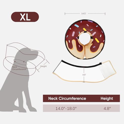 Raised Inflatable Dog Cone After Surgery (DonutBrown / XL（(Neck 14"-18")）)