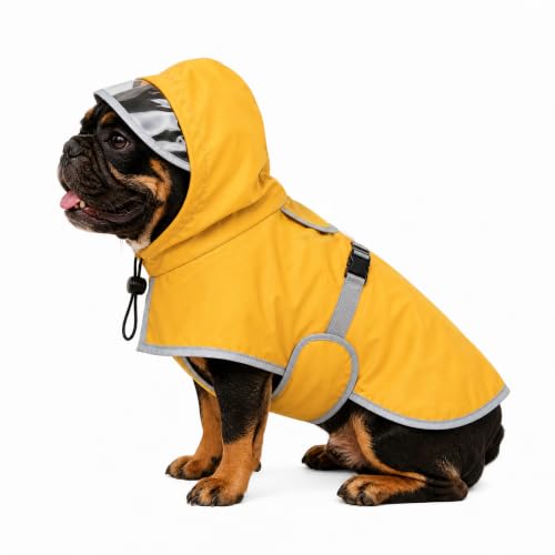 Dog Raincoat Waterproof Reflective Adjustable Hooded Windproof Jacket (Medium)