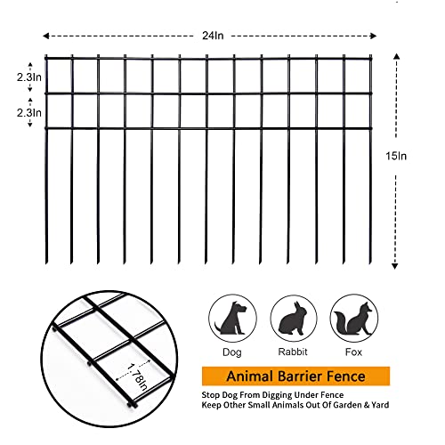 Animal Barrier Fence No Dig (Triple-Wire 15 Pack 24×15 Inch Black)