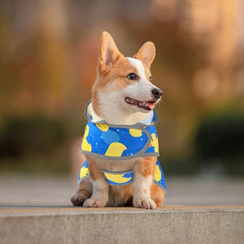 Dog Raincoat for Small Dogs Puppies Waterproof Jacket Hooded Rain Coats with Reflective Strips Leash Hole & Poncho Adjustable Fit (A. Ducks / Small)