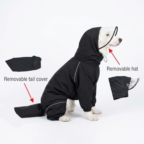 Dog Raincoat for Medium Large Dogs (Black for Girl / XX-Large)