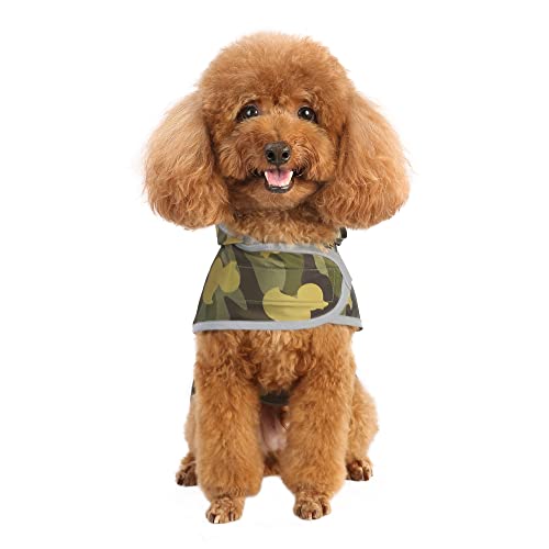 Dog Raincoat for Small Dogs Puppies Waterproof Jacket Hooded Rain Coats with Reflective Strips Leash Hole & Poncho Adjustable Fit (Camo Ducks / X-Small)