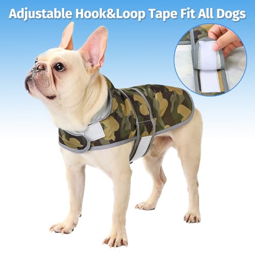Dog Raincoat for Medium Dogs Waterproof Jacket Hooded Rain Coats with Reflective Strips Leash Hole & Poncho Adjustable Fit (Camo Ducks / Medium)