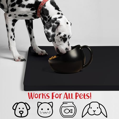 Dog Food Mat Waterproof Dog Bowl Mat for Food and Water (XX-Large: 32" x 24" / Black)