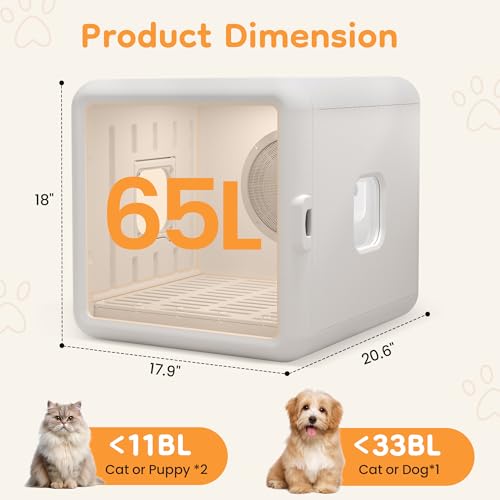 65L Automatic Dog Dryer Box With Smart timer (White)
