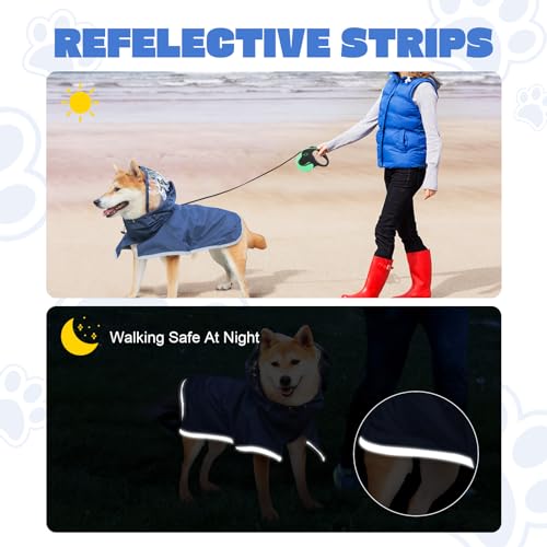 Dog Raincoat Water Resistant (Dark Blue / Medium)