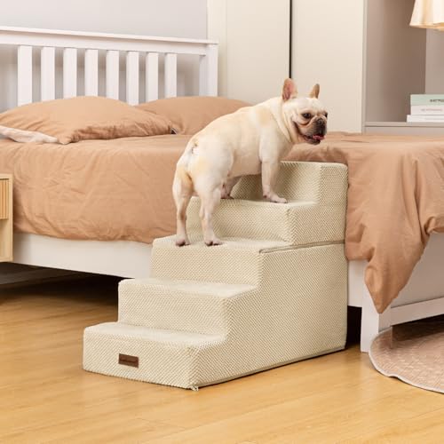 Dog Stairs for High Beds 22.6" H (Beige / 5-Step 22.6" H)