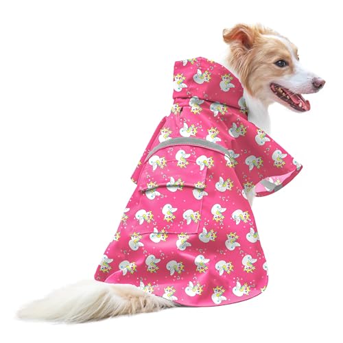 Large Dog Raincoat Adjustable (2X-Large (Pack of 1) / Pink Unic)