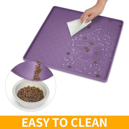 2 Pack Dog Food Mat Anti (11.8"L x 11.8"W - 2 Pack / Purple)