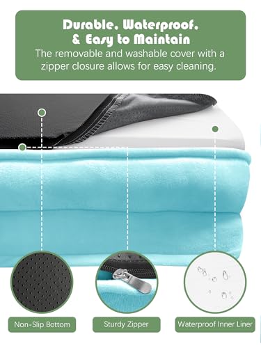 Orthopedic Dog Bed with Sides (35.0"L x 25.0"W x 6.5"Th / Ice Blue)