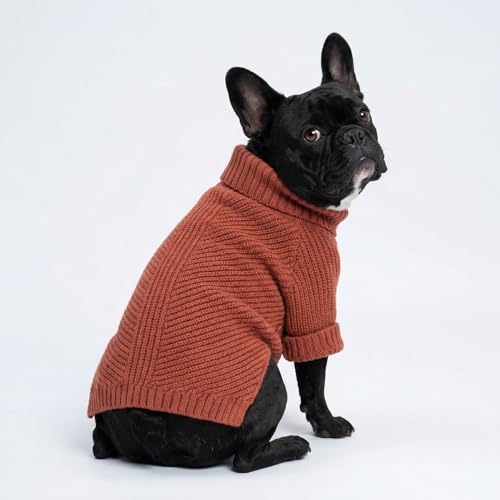 Thermal Knitted Dog Sweater Doggy Winter Coat Pet Clothes Doggie Turtleneck Jacket Puppy Outfits Cat Sweatsuit Red Medium (Medium / Red)