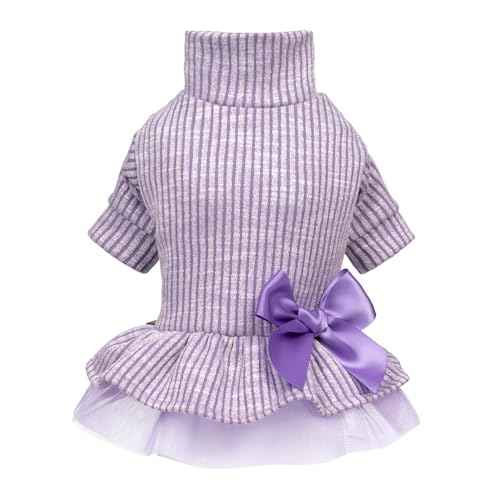 Collared Neck Tulle Dog Dress (Small / Purple)