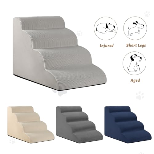Dog Steps for Bed or Couch (Light Grey / Standard 4-Step 17.4"H)