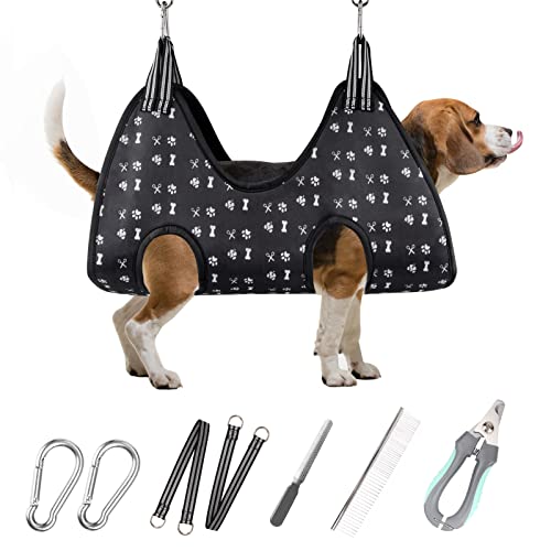 Pet Dog Grooming Hammock Harness for Nail Trimming (M for Medium Dogs 40LB)