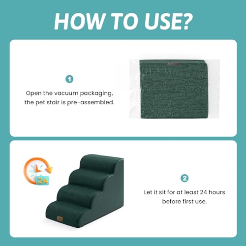 Wide Dog Stairs for Small Dog 19.7" H (Dark Green / Wide:17.7"x28"x19.7")