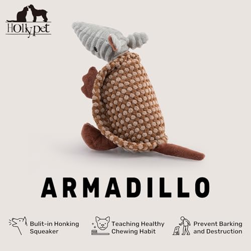 Armadillo Squeaky Puppy Dog Toys for Small Medium Dogs (8 IN / Brown and Bronze)
