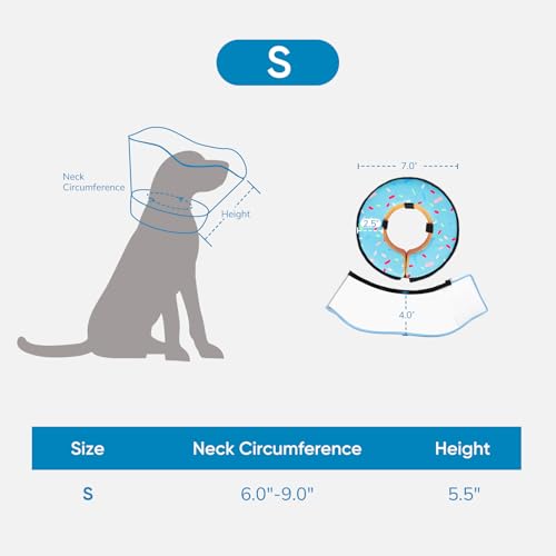 Sponge Dog Cone Collar Stop Licking After Surgery (DonutBlue / S(Neck 6"-9"))
