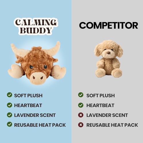 Cow Puppy Heartbeat Toy for Anxiety Relief with Reusable Heat Pack and Lavender - PetSolution