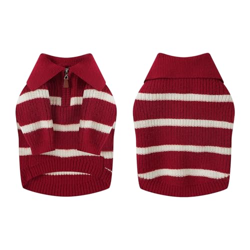 Small Dog Sweater with Zipper (Red Stripe Zip(Order One Size Up) / X-Large)