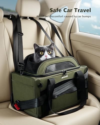 Expandable Airline Approved Pet Carrier for Cats & Dogs (Dark Green)