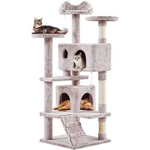 54in Cat Tree Tower (Brown/White / 54in)