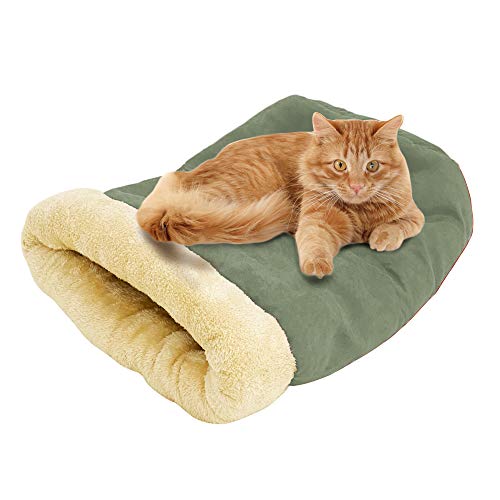 4 in 1 Self Warming Burrow Cat Bed Hideway Sleeping Cuddle Cave (Sage Green)