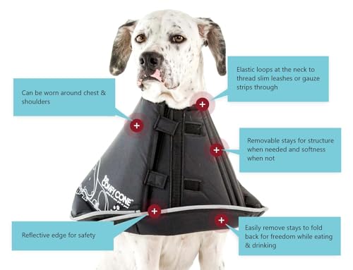 Comfy Cone Pet Cone for Dogs (Black / XXL(Neck to Nose 14.5"))