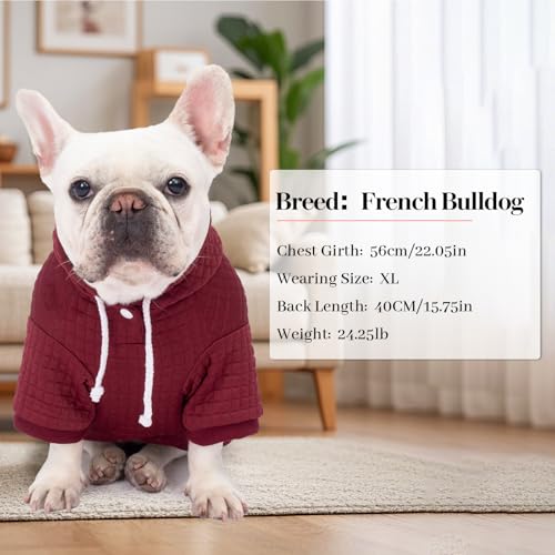2 Pack Dog Hoodie Sweaters for Small Medium Dogs Warm Dog Clothes for Large Dogs Soft Waffle (Dark Green+Wine Red / S (Back: 11.5",Chest: 15.5", 11-18lbs))