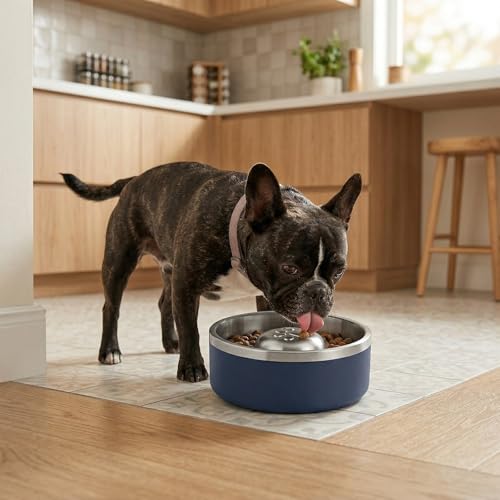 Stainless Steel Slow Feeder Dog Bowl (Dark blue)