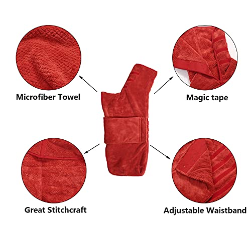 Pineapple Grid Fast Drying Super Absorbent Dog Cat Bath Robe Towel (X-Large / Red(Pineapple grid))