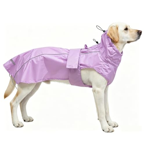 Adjustable Waterproof Dog Raincoat for Dogs (Light Purple / 3X-Large(77-94lb))