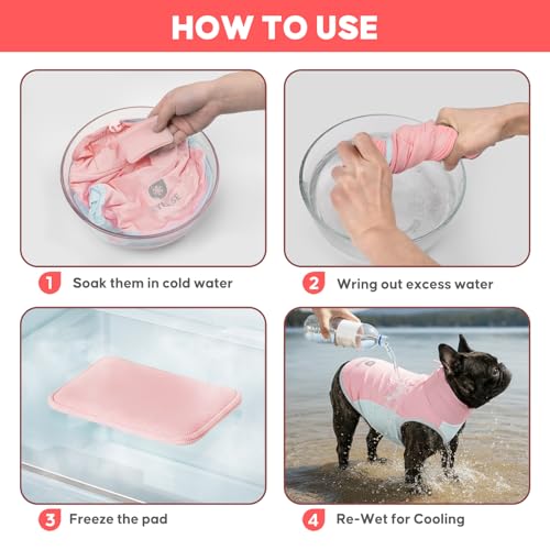 Dog Cooling Vest Evaporative Turtleneck Dog Cooler Jacket for Summer (Pink / Large (12-18lbs))