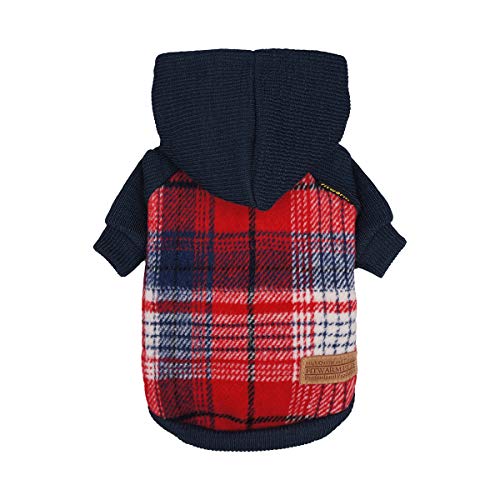 Tartan Plaid Dog Hoodie (Small / Red)