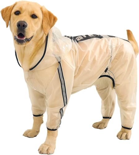 Dog Raincoat Dog Hooded Slicker Poncho (White / 2XL)