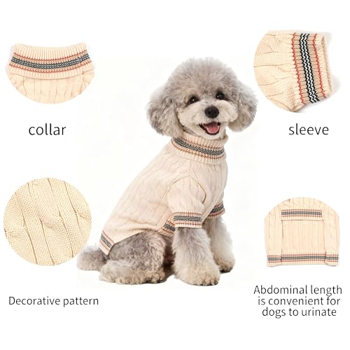 Small Medium Dog Sweater (Striped White / Small)
