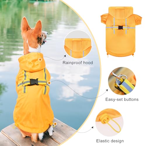 Dog Raincoats for X (Solid Yellow / XS(Back 10.5", Chest 16.9", Neck 12"))