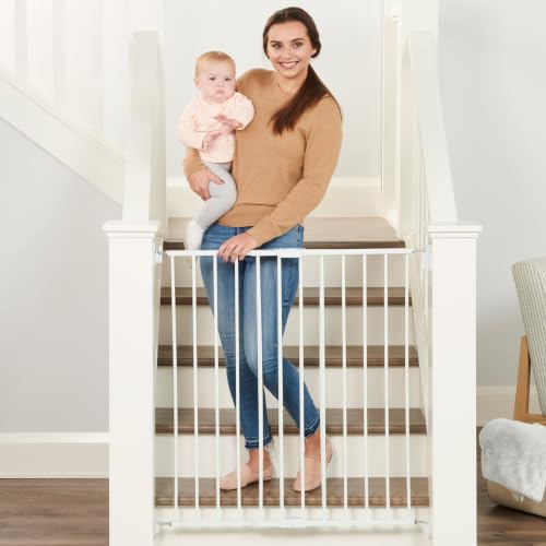 Safety 36" Extra Tall Baby Gate for Top of Stairs & Dooways (White / 24-40.5"W x 36"H)