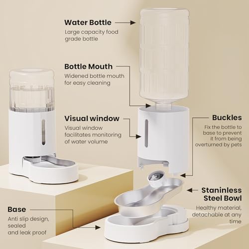 Gravity Dog Water Bowl Dispenser (White / 8L+Stand+Mat)