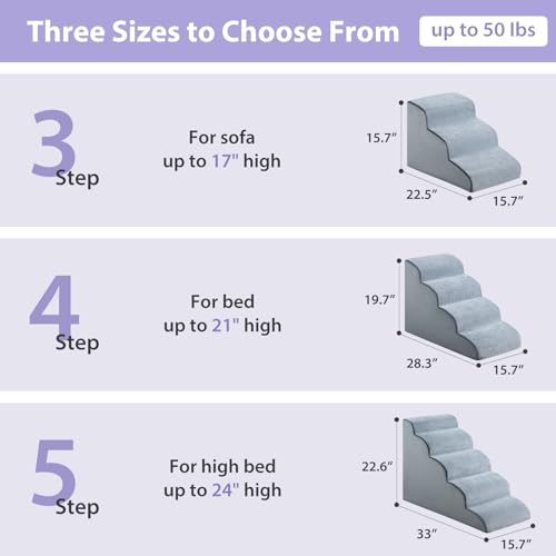Dog Steps for Bed (Fleece Grey)